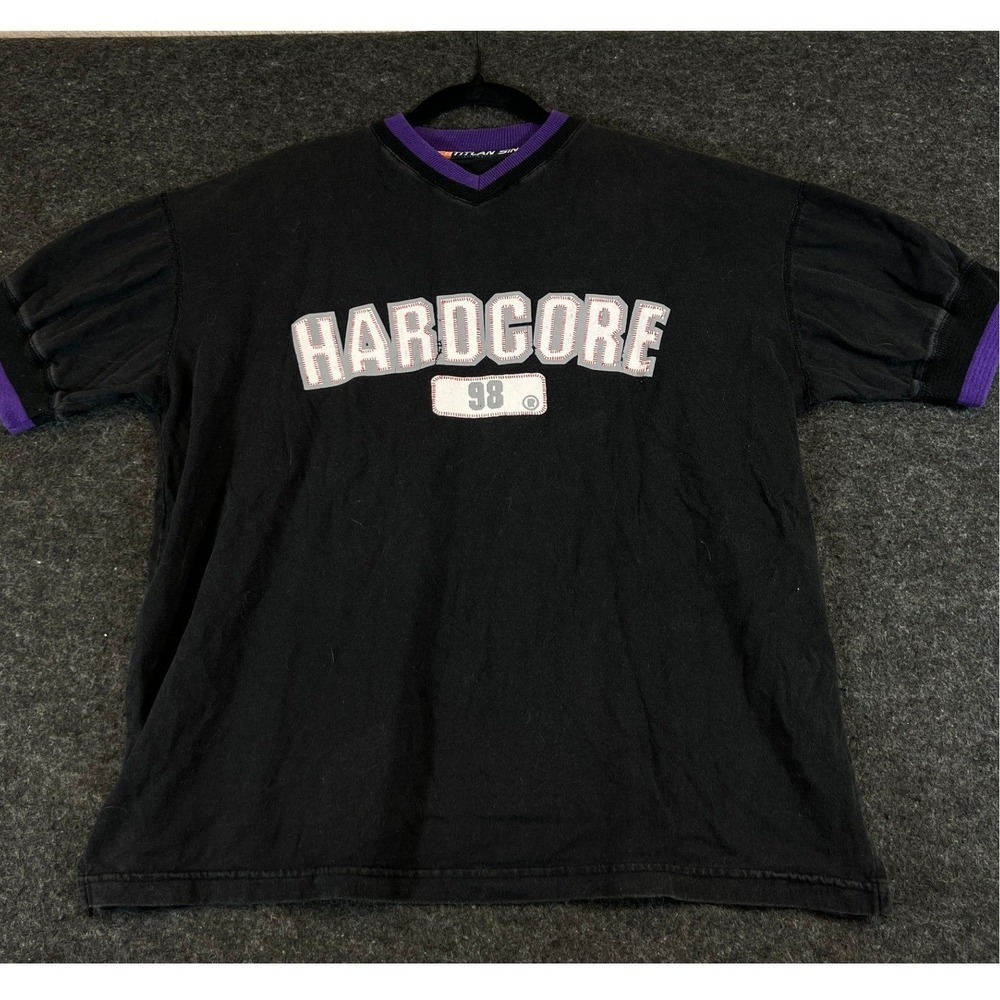 Vintage 90s Enoch Titlan Hardcore 98 Jersey Shirt Black Purple Mens Size XL